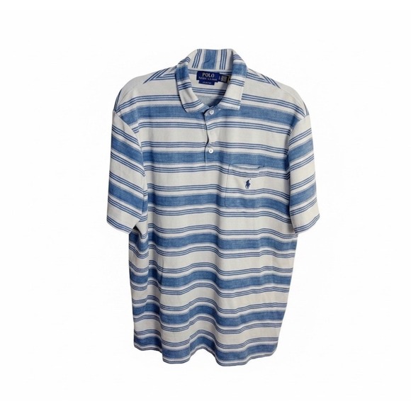 Polo Ralph Lauren Other - Polo Ralph Lauren Polo Mens L Blue Stripe Classic Fit Pocket Pony Short Sleeve